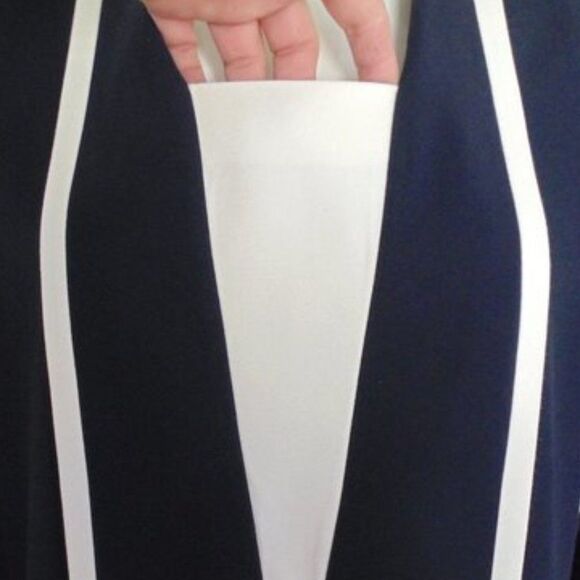 Vintage Dress, 9/10, Statement Collar, Navy/White trim, Long sleeve JOHN ROBERTS - Picture 5 of 12